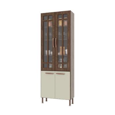 Paneleiro Duplo Modulado Com Vidro Fidelitá Lisboa 70cm 4 Portas Noce/off-white