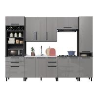 Cozinha Modulada Completa Fidelitá Mônaco 6 Peças 320cm 13 Portas 4 Gavetas Sem Tampo Chumbo/titânio - 3
