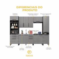 Cozinha Modulada Completa Fidelitá Mônaco 6 Peças 320cm 13 Portas 4 Gavetas Sem Tampo Chumbo/titânio - 5