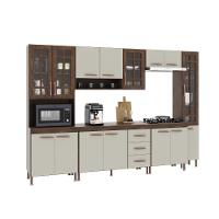 Cozinha Modulada Completa Fidelitá Lisboa 6 Peças 295cm 15 Portas 3 Gavetas Com Tampo Noce/off-white - 3
