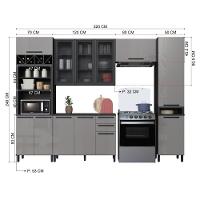 Cozinha Modulada Completa Fidelitá Mônaco 5 Peças 320cm 12 Portas 2 Gavetas Com Tampo Chumbo/titânio - 2
