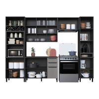 Cozinha Modulada Completa Fidelitá Mônaco 5 Peças 320cm 12 Portas 2 Gavetas Com Tampo Chumbo/titânio - 5