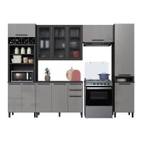 Cozinha Modulada Completa Fidelitá Mônaco 5 Peças 320cm 12 Portas 2 Gavetas Com Tampo Chumbo/titânio - 6