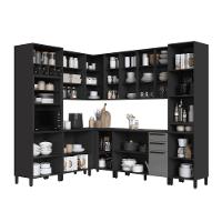 Cozinha Modulada Completa Fidelitá Mônaco 8 Peças 449cm 17 Portas 2 Gavetas Com Tampo Chumbo/titânio - 2