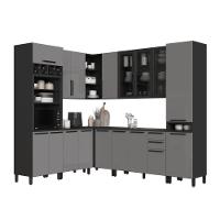 Cozinha Modulada Completa Fidelitá Mônaco 8 Peças 449cm 17 Portas 2 Gavetas Com Tampo Chumbo/titânio - 3
