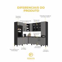 Cozinha Modulada Completa Fidelitá Mônaco 8 Peças 449cm 17 Portas 2 Gavetas Com Tampo Chumbo/titânio - 5