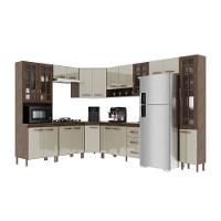 Cozinha Modulada Completa Fidelitá Lisboa 9 Peças 515cm 20 Portas 3 Gavetas Com Tampo Noce/off-white - 3