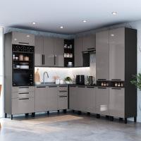 Cozinha Modulada Completa Fidelitá Mônaco 9 Peças 519cm 17 Portas 4 Gavetas Sem Tampo Chumbo/titânio - 1