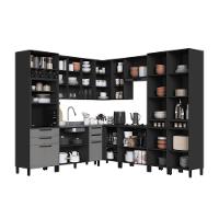 Cozinha Modulada Completa Fidelitá Mônaco 9 Peças 519cm 17 Portas 4 Gavetas Sem Tampo Chumbo/titânio - 2