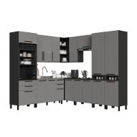 Cozinha Modulada Completa Fidelitá Mônaco 9 Peças 519cm 17 Portas 4 Gavetas Sem Tampo Chumbo/titânio - 3