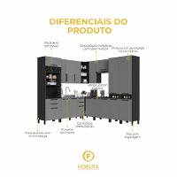 Cozinha Modulada Completa Fidelitá Mônaco 9 Peças 519cm 17 Portas 4 Gavetas Sem Tampo Chumbo/titânio - 5