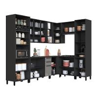 Cozinha Modulada Completa Fidelitá Mônaco 8 Peças 469cm 16 Portas 2 Gavetas Com Tampo Chumbo/titânio - 2