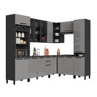 Cozinha Modulada Completa Fidelitá Mônaco 8 Peças 469cm 16 Portas 2 Gavetas Com Tampo Chumbo/titânio - 3