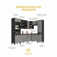 Cozinha Modulada Completa Fidelitá Mônaco 8 Peças 469cm 16 Portas 2 Gavetas Com Tampo Chumbo/titânio - 5