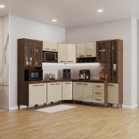 Cozinha Modulada Completa Fidelitá Lisboa 8 Peças 445cm 18 Portas 3 Gavetas Com Tampo Noce/off-white - 1