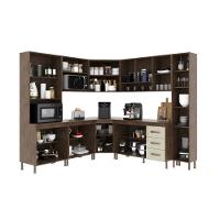 Cozinha Modulada Completa Fidelitá Lisboa 8 Peças 445cm 18 Portas 3 Gavetas Com Tampo Noce/off-white - 2