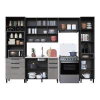 Cozinha Modulada Completa Fidelitá Mônaco 5 Peças 320cm 11 Portas 4 Gavetas Sem Tampo Chumbo/titânio - 2