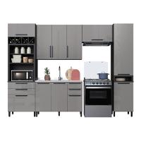Cozinha Modulada Completa Fidelitá Mônaco 5 Peças 320cm 11 Portas 4 Gavetas Sem Tampo Chumbo/titânio - 3