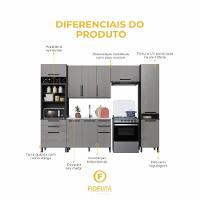 Cozinha Modulada Completa Fidelitá Mônaco 5 Peças 320cm 11 Portas 4 Gavetas Sem Tampo Chumbo/titânio - 5