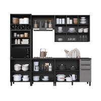 Cozinha Modulada Completa Fidelitá Mônaco 5 Peças 270cm 12 Portas 2 Gavetas Com Tampo Chumbo/titânio - 2