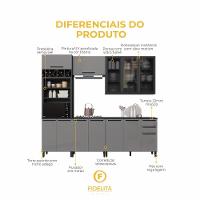 Cozinha Modulada Completa Fidelitá Mônaco 5 Peças 270cm 12 Portas 2 Gavetas Com Tampo Chumbo/titânio - 5