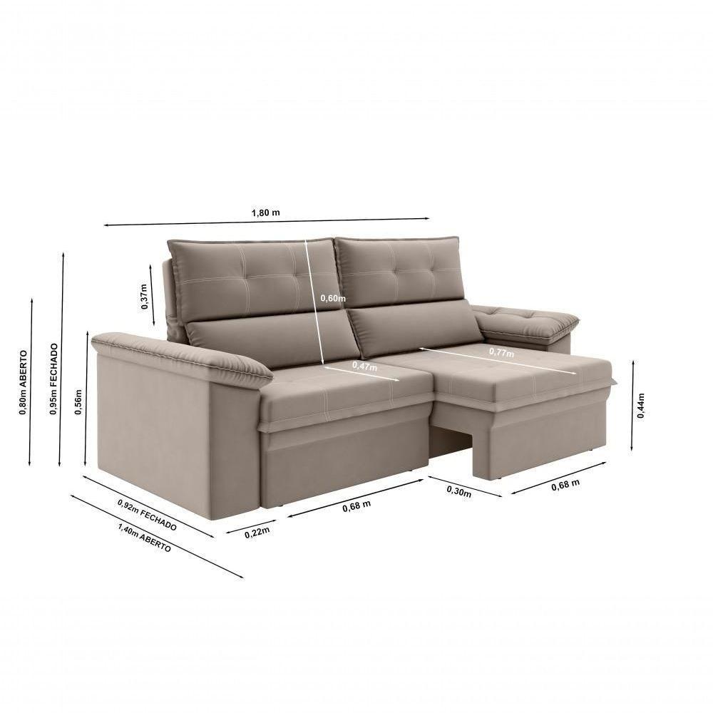 Sofá Nevasca 1,80m Retrátil Reclinável Suede Capuccino Xflex Sofás - 3