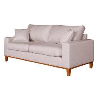 Sofá 3 Lugares Confortável Com Base Resistente Madeira Linho Bege - 1