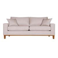 Sofá 3 Lugares Confortável Com Base Resistente Madeira Linho Bege - 3