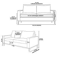 Sofá 3 Lugares Confortável Com Base Resistente Madeira Linho Bege - 4