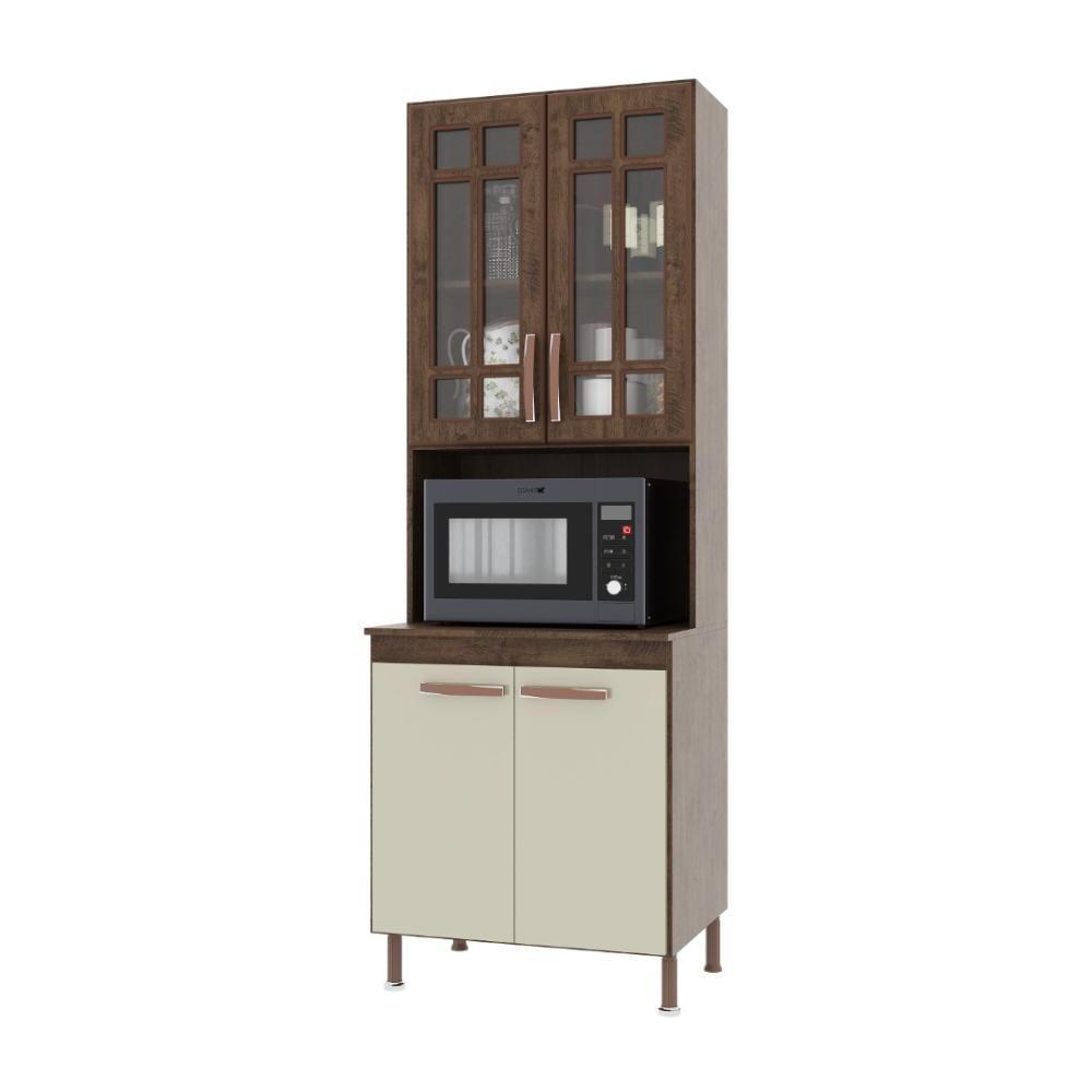 Torre Quente Modulada Com Vidro Para Forno Fidelitá Lisboa 70cm 4 Portas Noce/off-white - 2