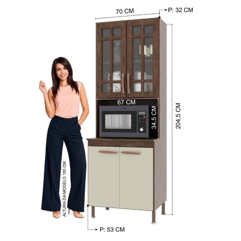 Torre Quente Modulada Com Vidro Para Forno Fidelitá Lisboa 70cm 4 Portas Noce/off-white - 4