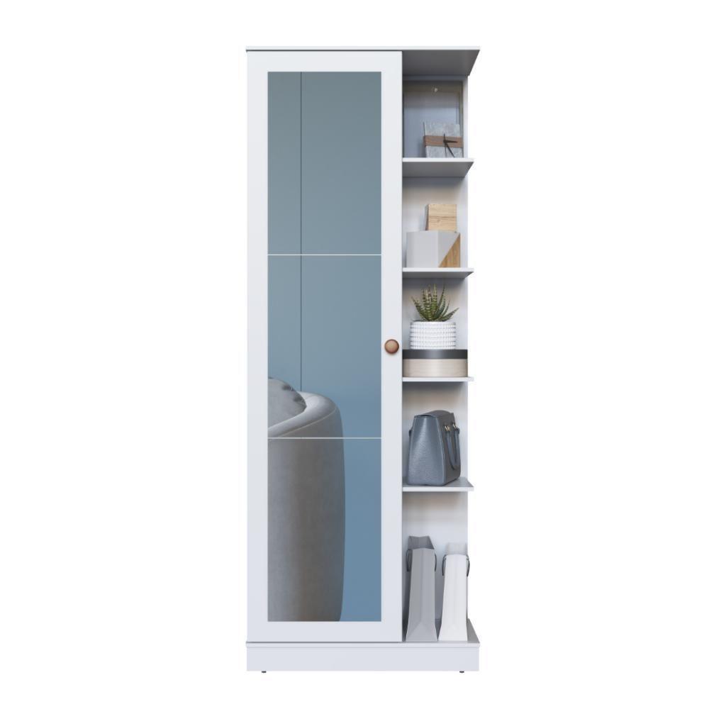 Sapateira 1 Porta Com Espelho Paris Fidelitá Branco - 2