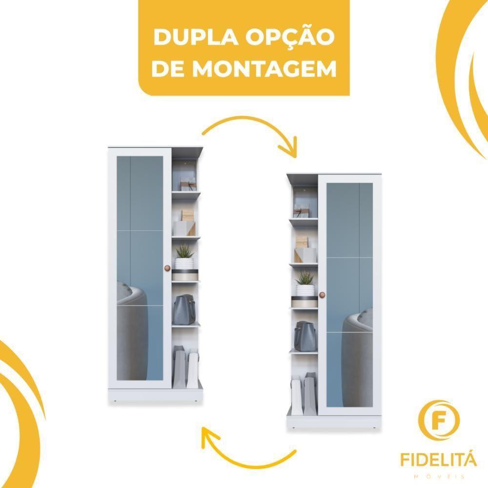 Sapateira 1 Porta Com Espelho Paris Fidelitá Branco - 5