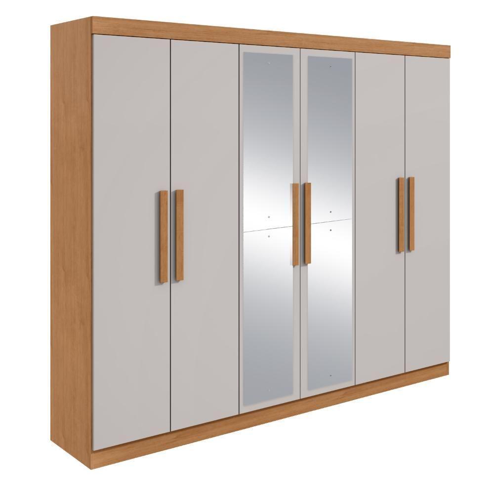 Guarda-roupa Casal 6 Portas Easy Slim Com Espelho Amendoa/off White - 2