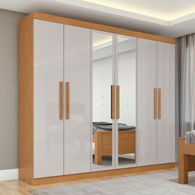 Guarda-roupa Casal 6 Portas Easy Slim Com Espelho Amendoa/off White