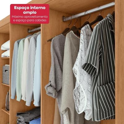 Guarda Roupa Casal Easy Slim 6 Portas 2 Gavetas Amêndoa Clean - Off White MDP