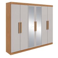 Guarda-roupa Casal 6 Portas Easy Slim Com Espelho Amendoa/off White - 2