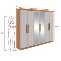 Guarda-roupa Casal 6 Portas Easy Slim Com Espelho Amendoa/off White - 3