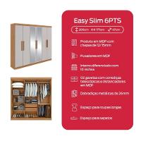 Guarda-roupa Casal 6 Portas Easy Slim Com Espelho Amendoa/off White - 6