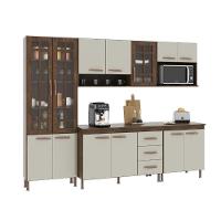 Cozinha Modulada Completa Fidelitá Lisboa 5 Peças 260cm 13 Portas 3 Gavetas Com Tampo Noce/off-white - 3