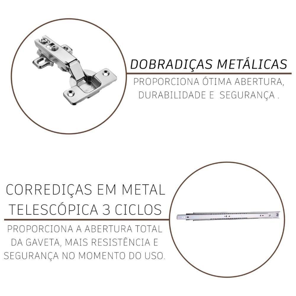 Cozinha Modulada Compacta Fidelitá Lisboa 4 Peças 190cm 9 Portas 3 Gavetas Com Tampo Noce/off-white - 7
