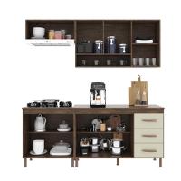 Cozinha Modulada Compacta Fidelitá Lisboa 4 Peças 190cm 9 Portas 3 Gavetas Com Tampo Noce/off-white - 2