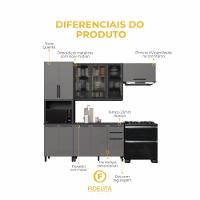 Cozinha Modulada Compacta Fidelitá Mônaco 4 Peças 270cm 11 Portas 2 Gavetas Com Tampo Chumbo/titânio - 5