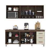 Cozinha Modulada Compacta Fidelitá Lisboa 4 Peças 190cm 9 Portas 3 Gavetas Com Tampo Noce/off-white - 2