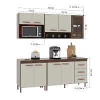 Cozinha Modulada Compacta Fidelitá Lisboa 4 Peças 190cm 9 Portas 3 Gavetas Com Tampo Noce/off-white
