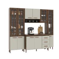 Cozinha Modulada Compacta Fidelitá Lisboa 4 Peças 225cm 11 Portas 3 Gavetas Com Tampo Noce/off-white - 2