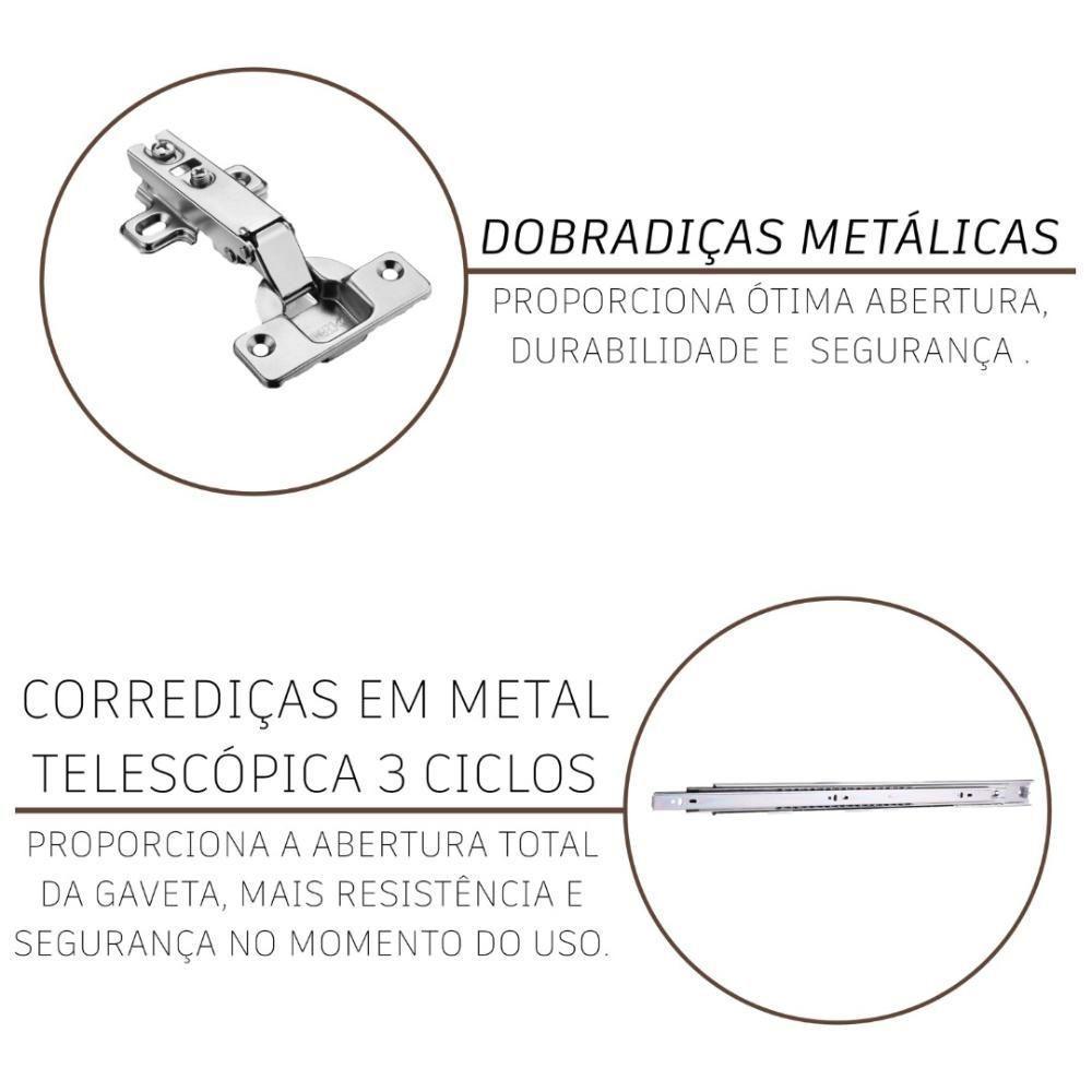 Cozinha Modulada Compacta Fidelitá Lisboa 3 Peças 190cm 7 Portas 3 Gavetas Com Tampo Noce/off-white - 7