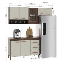 Cozinha Modulada Compacta Fidelitá Lisboa 3 Peças 190cm 7 Portas 3 Gavetas Com Tampo Noce/off-white