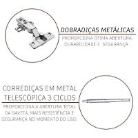 Cozinha Modulada Compacta Fidelitá Lisboa 3 Peças 190cm 7 Portas 3 Gavetas Com Tampo Noce/off-white - 7