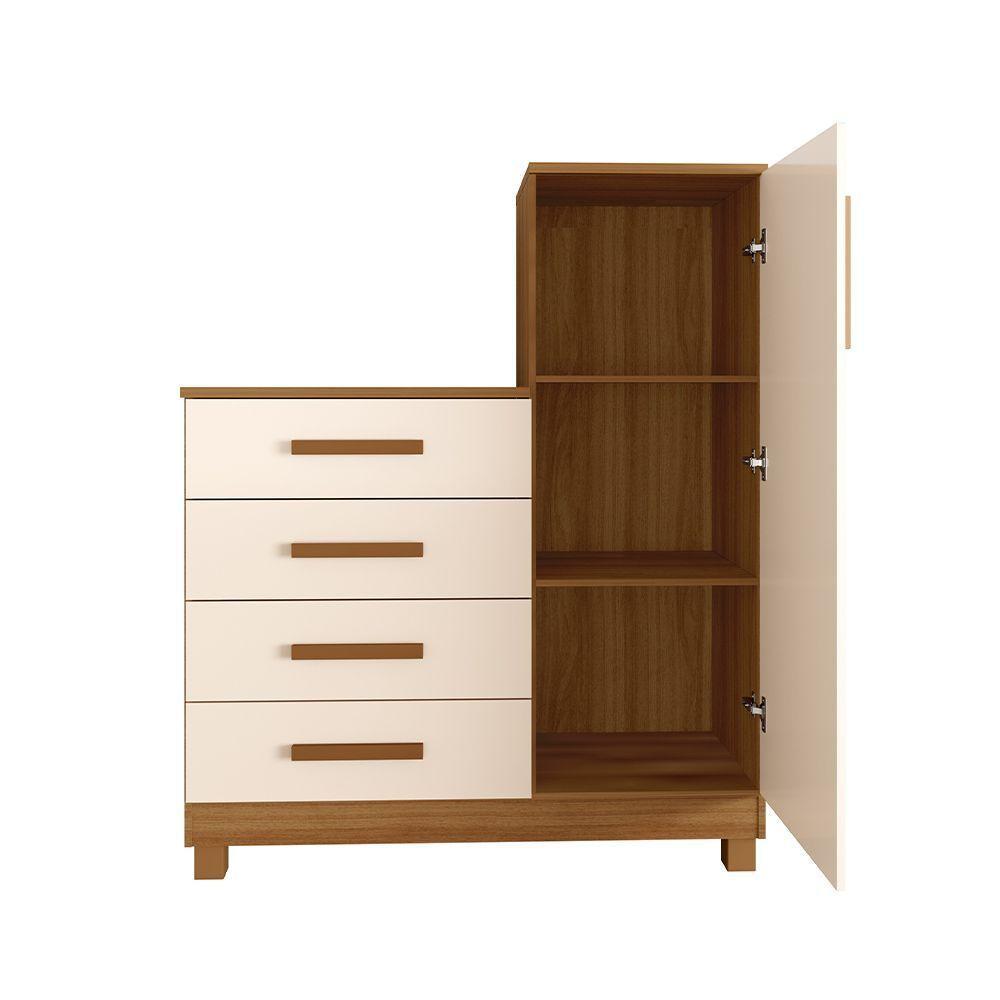 Comoda Off White Quarto Casal Sapateira Grande Com 4 Gavetas Reforçadas Versátil Bege - 5